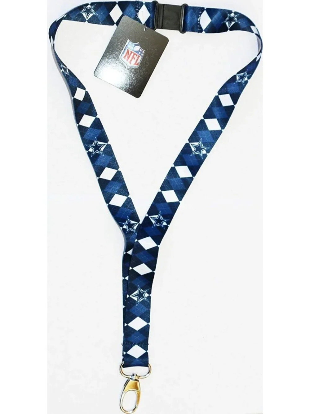 Dallas Cowboys Lanyard Keychain Argyle Reversible With Clip NFL New